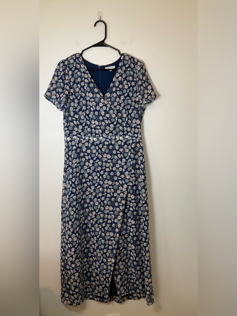 Madewell Blue Floral Midi Dress Daisy Print Wrap Style Size 10